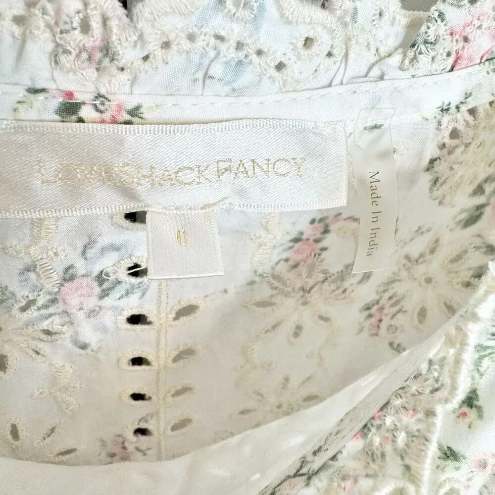 LoveShackFancy Toulon Midi Vanilla Kisses Embroidered Ruffle Dress Women’s Sz 6 - Picture 9 of 14